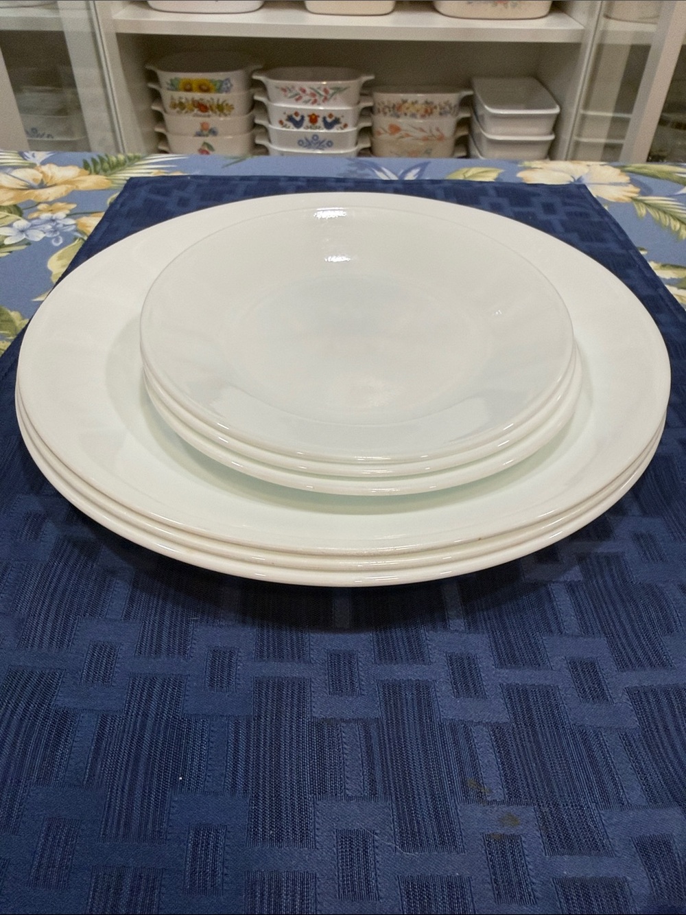 Corelle White 10.25" Dinner and 6.75" Salad Plate set of 6 three of each.